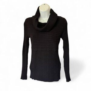NWT INC International Concepts BLACK COWL NECK SWEATER Sz Petite Small Stretch